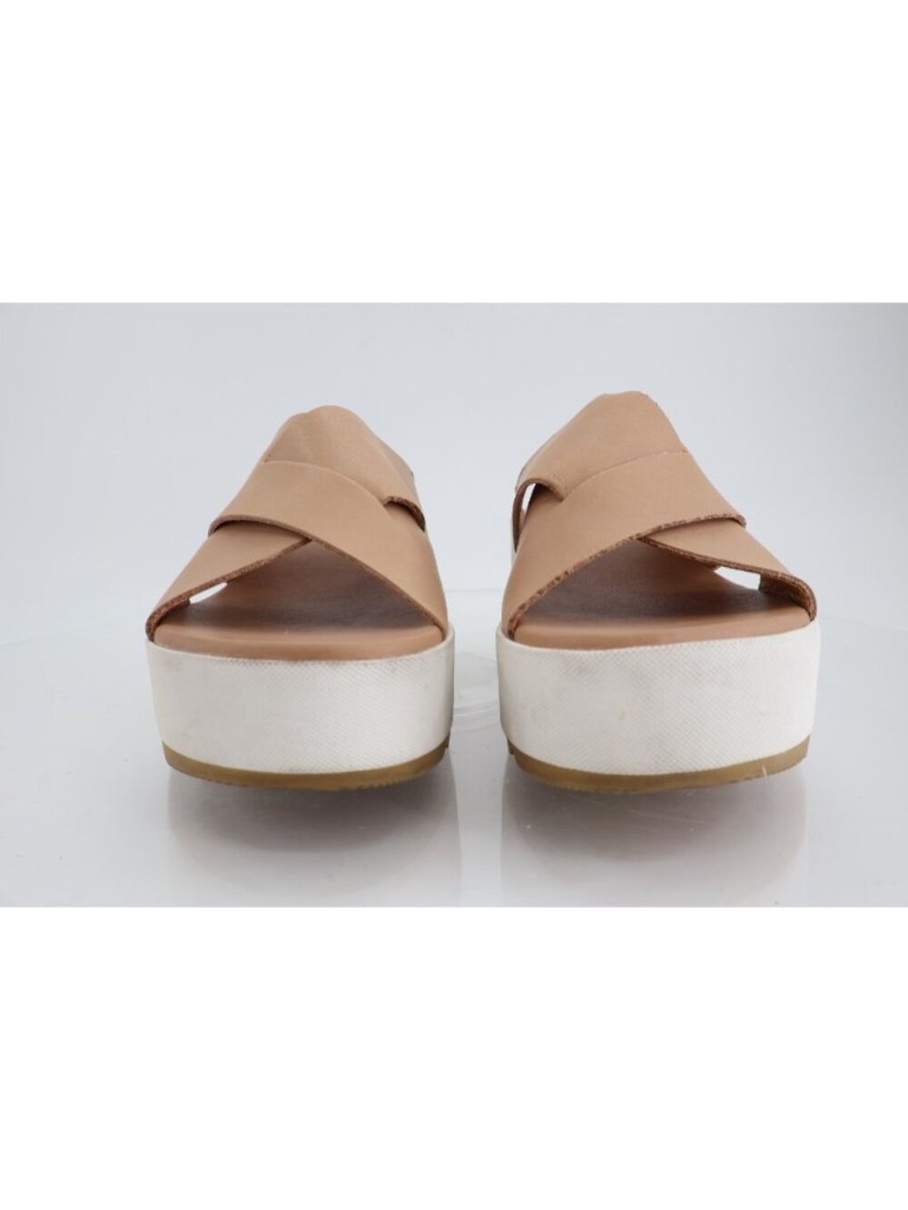 Sorel Womens Cameron Sandal Size 9.5 Brown Leather Slide Platform Chunky Wedge - Picture 4 of 13